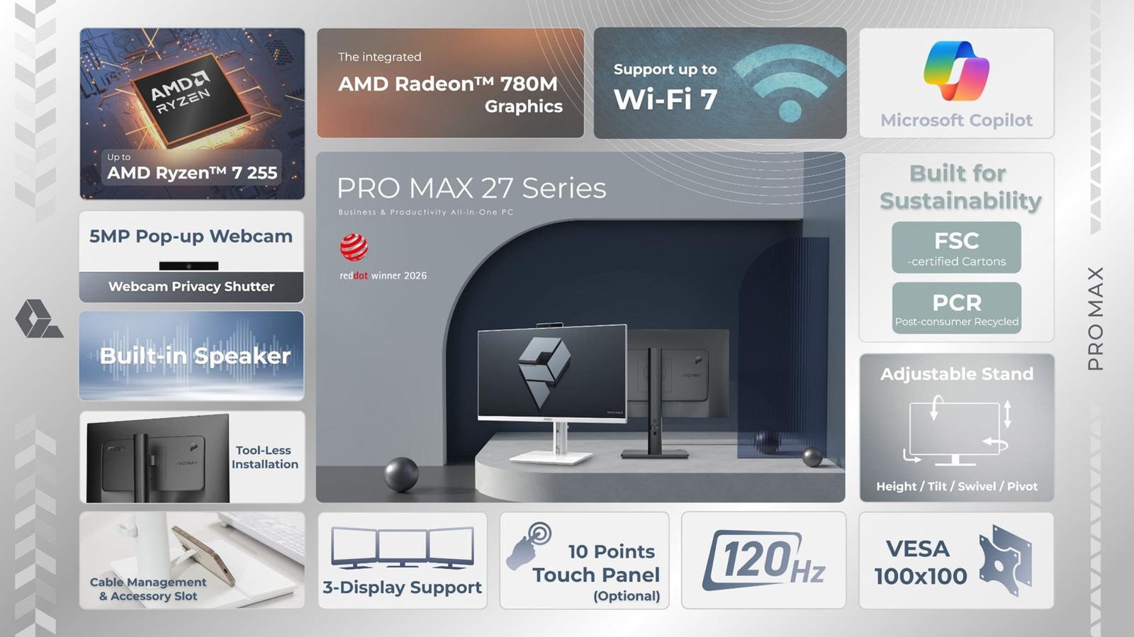MSI COMPUTEX 2026: AI herní stolní počítače, QD-OLED monitory a AI počítače PRO MAX Edge