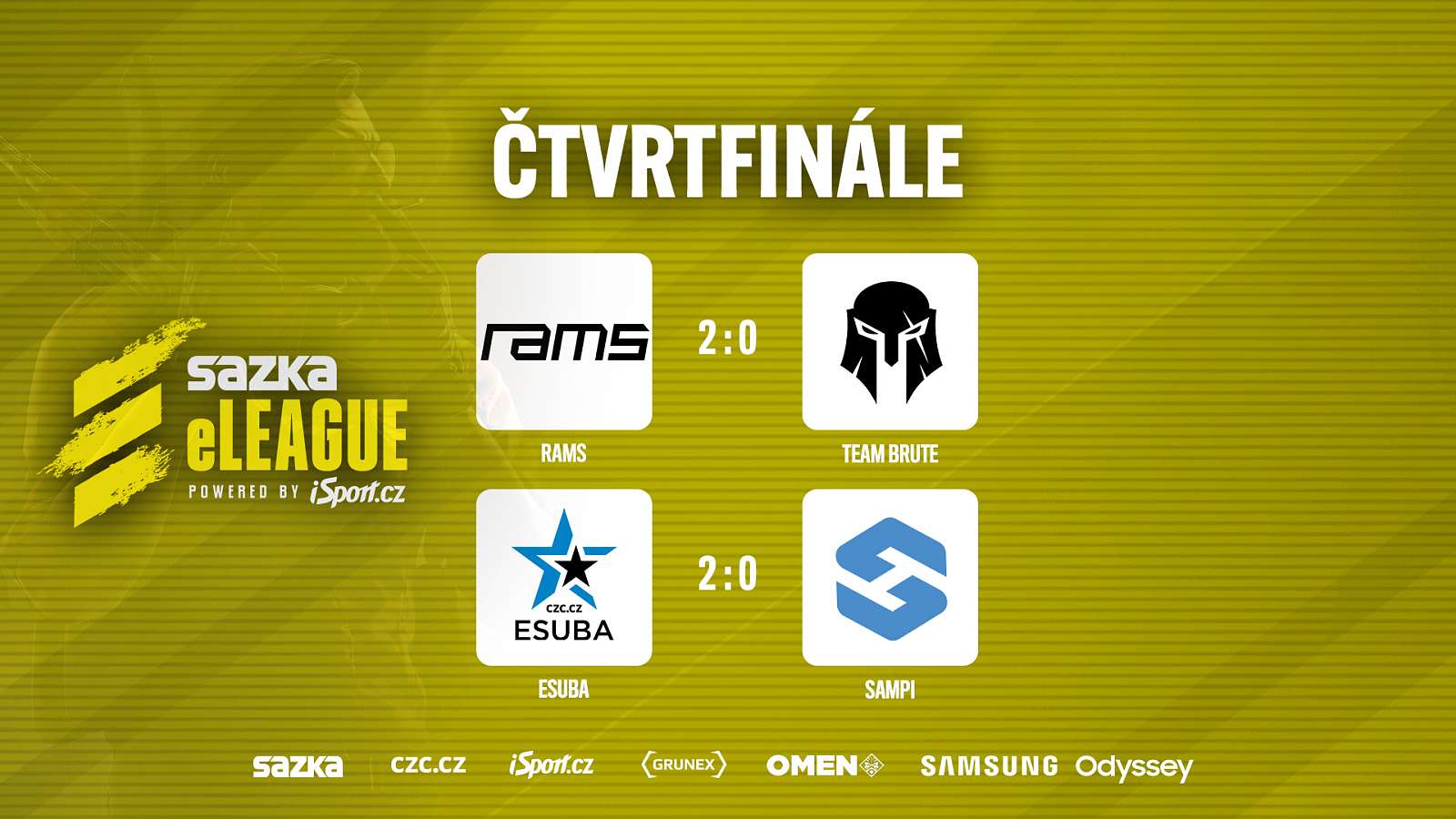 Čtvrtfinále Sazka eLEAGUE: Brute pohořeli, eSuba rozdrtila Sampi