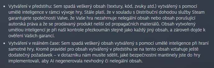 Steam AI pravidla
